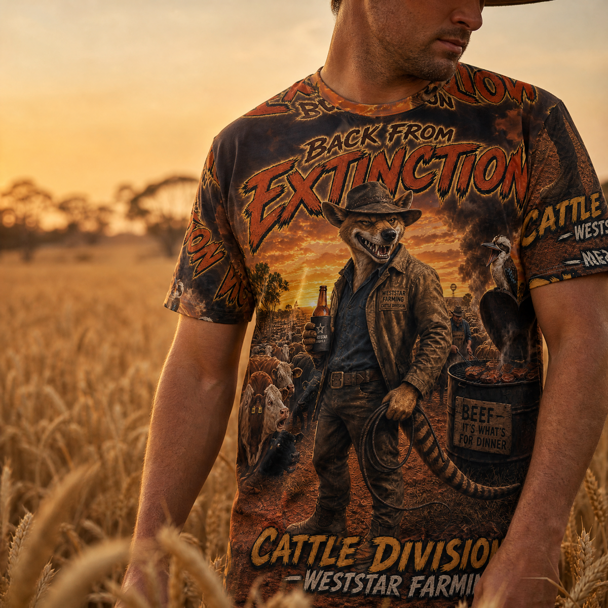 Weststar Farming Men's Cotton Tee - Mascot Series Tasmanian Tiger